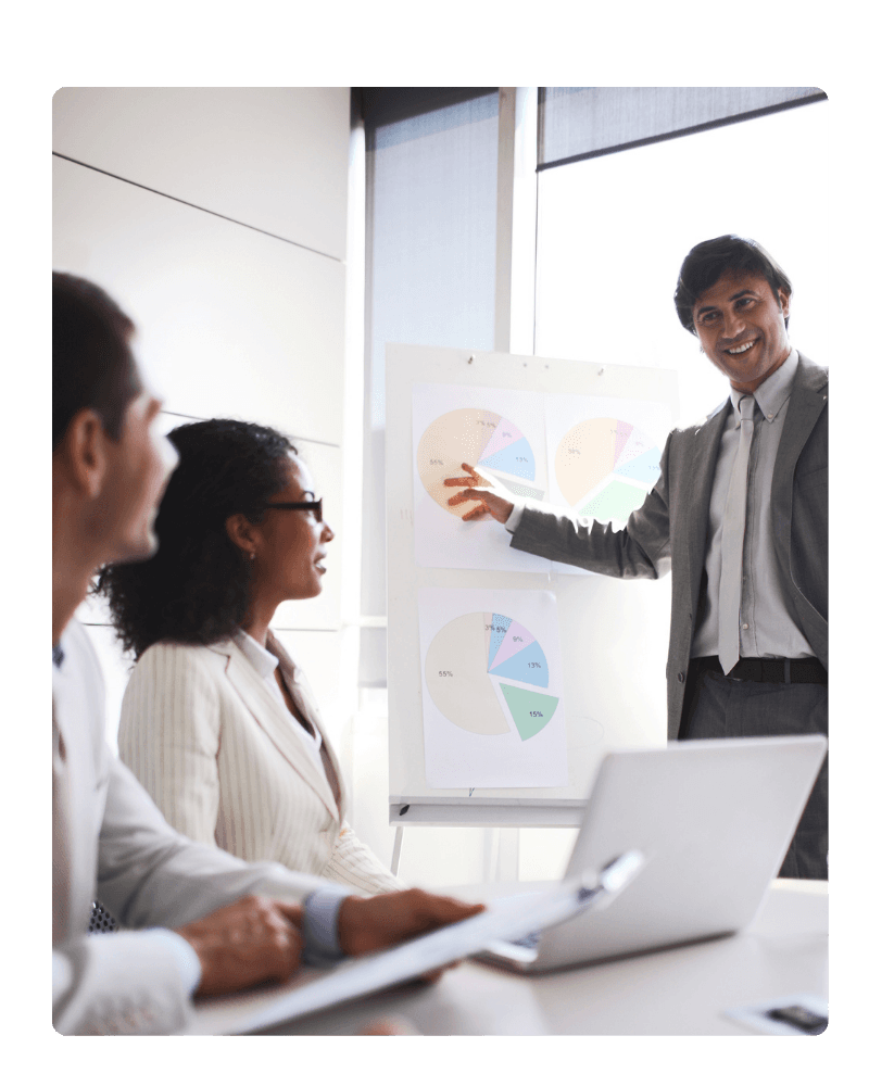 A team presenting operational reporting insights